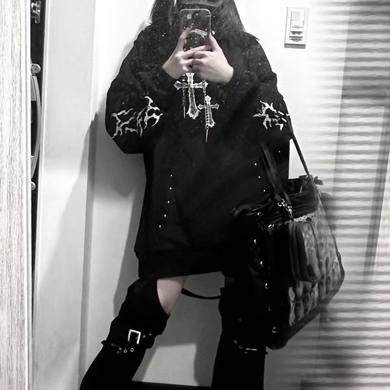 Graphic Hoodie Streetwear - جديد ثقافة فرعية القوطية أنيق الجرافيك