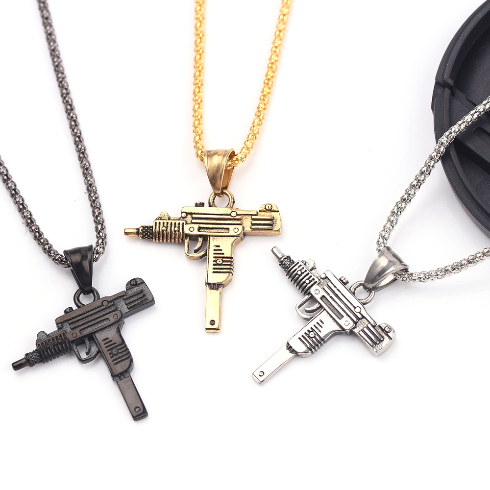 Street Fashion Jewelry - قلادة على شكل مسدس أوزي -
