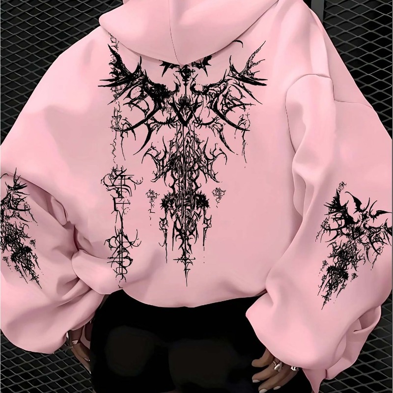 Graphic Hoodie Streetwear - هوديي نسائي على الطراز القوطي الأمريكي