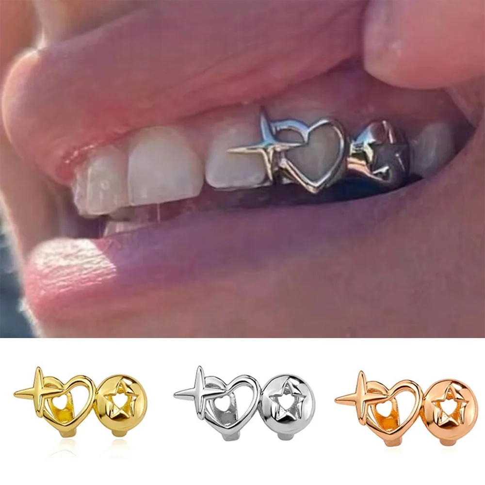 Street Fashion Jewelry - فاسق الهيب هوب الجوف القلب الأسنان