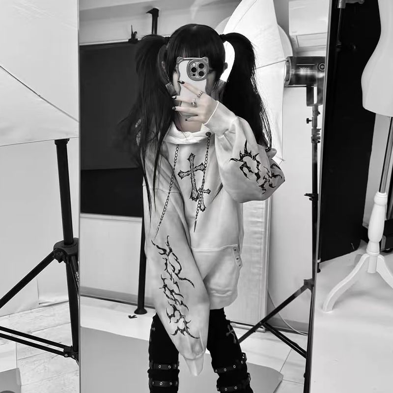 جديد ثقافة فرعية القوطية أنيق  - مراجعة Graphic Hoodie Streetwear وسعره