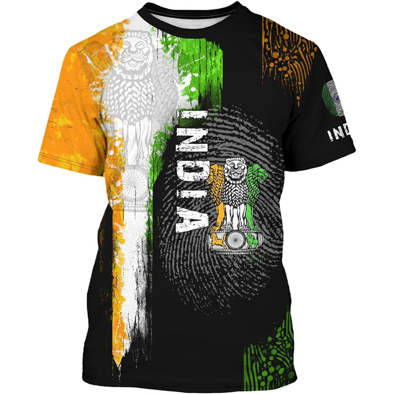 India Flag Print T-shirt Men's - مراجعة Street Fashion India وسعره