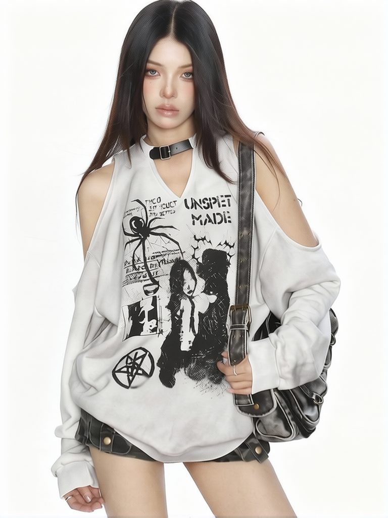 بلوزة نسائية Y2k بتصميم هالتر  - مراجعة Graphic Hoodie Streetwear وسعره