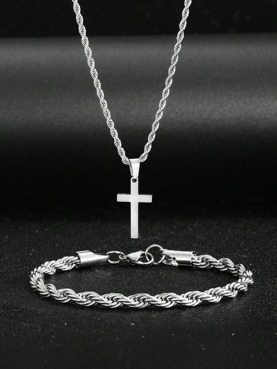 طقم قلادة وسوار من الفولاذ الم - مراجعة Street Fashion Jewelry وسعره