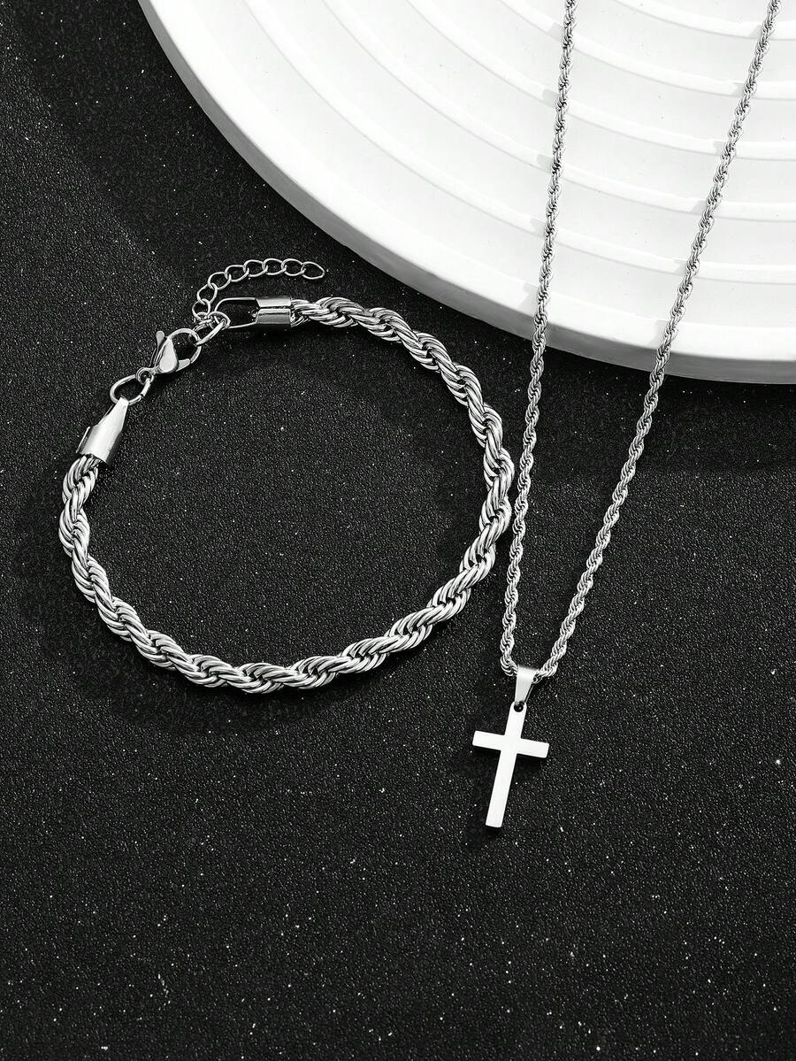 طقم قلادة وسوار من الفولاذ الم - مراجعة Street Fashion Jewelry وسعره