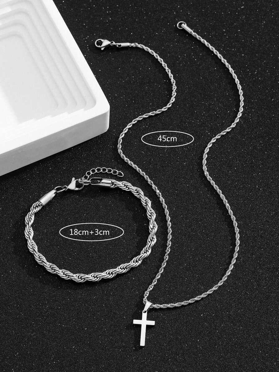 طقم قلادة وسوار من الفولاذ الم - مراجعة Street Fashion Jewelry وسعره