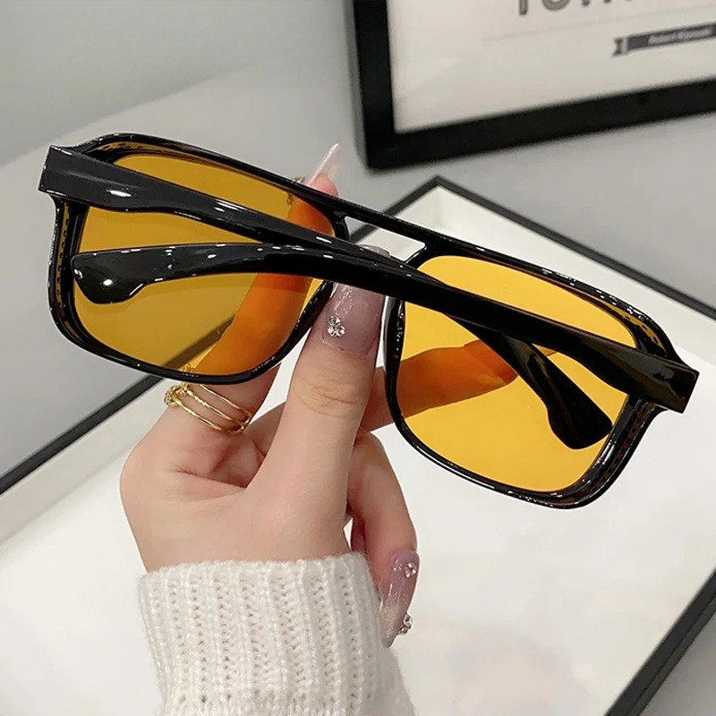 نظارات شمسية مربعة بجسر مزدوج  - مراجعة Street Fashion Glasses وسعره