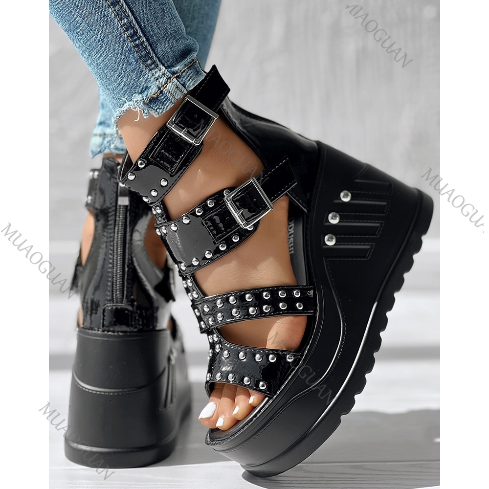 صنادل نسائية عصرية سوداء مفتوح - مراجعة Street Fashion Designer وسعره