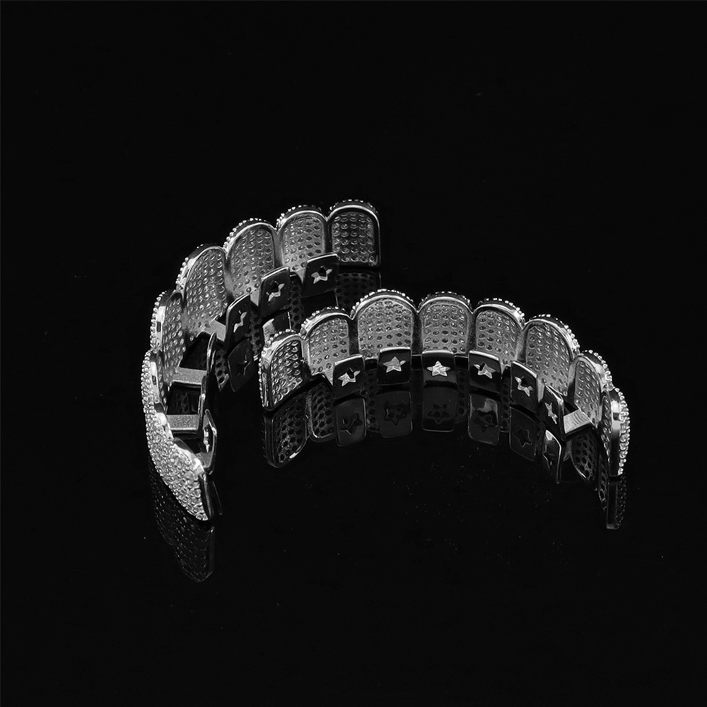 شبك أسنان مطلي بالفضة مرصع بال - مراجعة Street Fashion Jewelry وسعره
