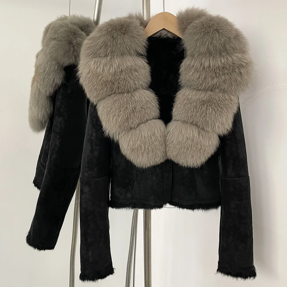 OFTBUY معطف بياقة من فرو الثعل - مراجعة Street Fashion Store وسعره