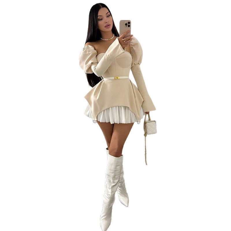 فستان قصير أنيق للنساء بأكمام  - مراجعة Guangzhou Street Fashion وسعره